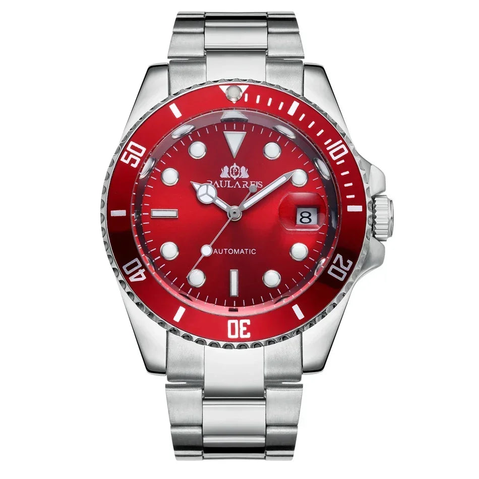 Automatic Men's Watch Mechanical Movement Stainless Steel Gold Silver Green Red Dial Date Strong Luminous Luxury Watches