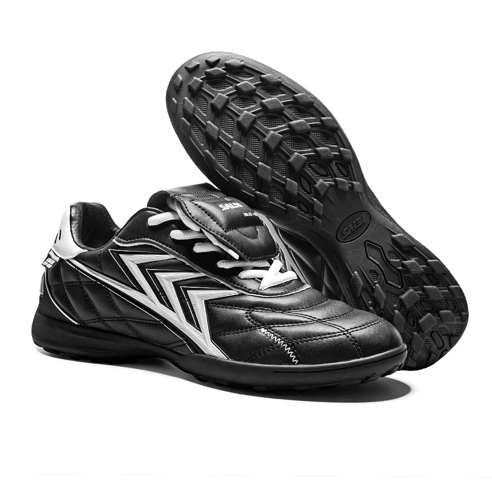 Chaussures de football TF pour adultes, semelle extérieure en caoutchouc flexible, tige en PU souple, chaussures pratiques pour l'entraînement quotidien de football.