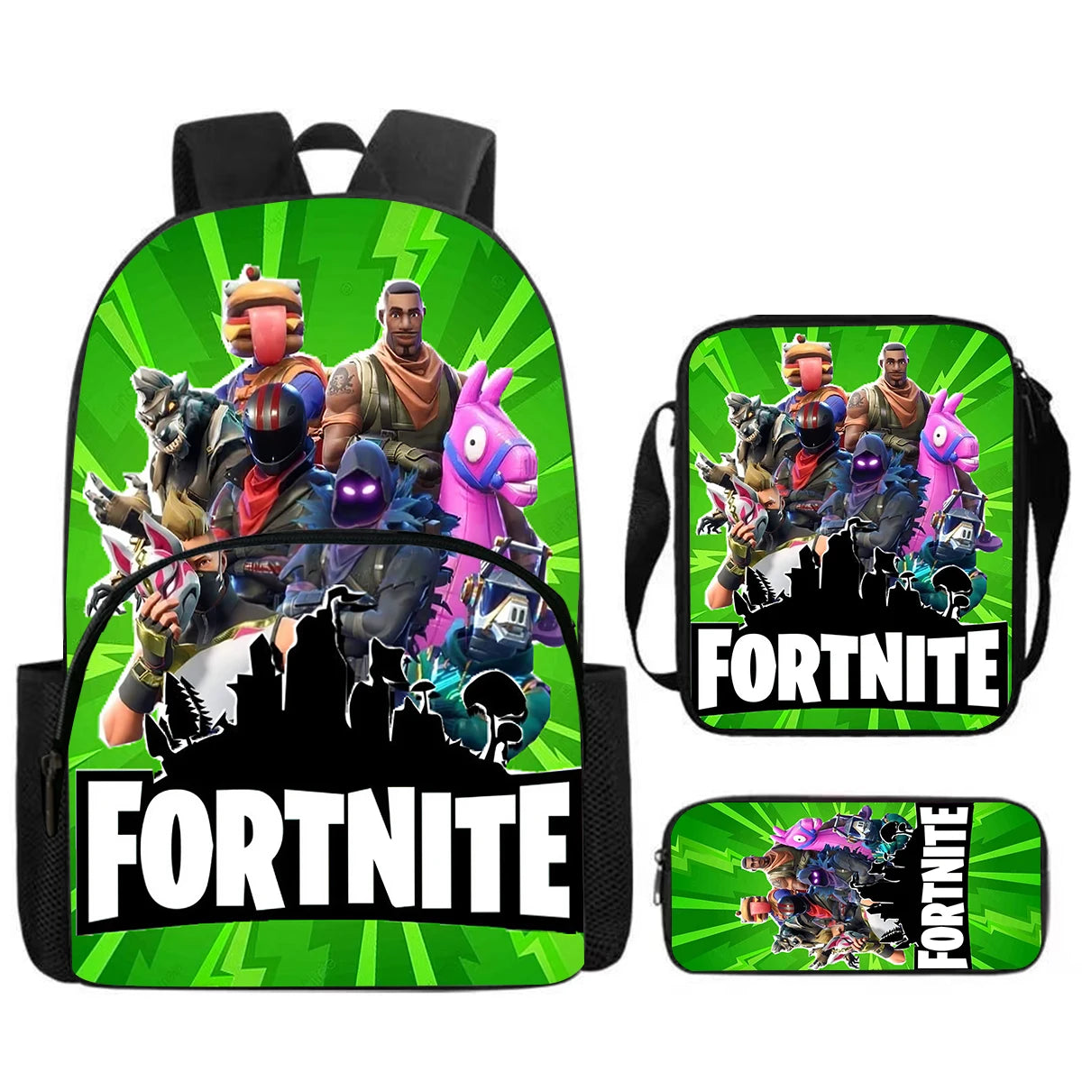 Fortnite 3Pcs Bag Set, Backpack with Front Pocket, Crossbody Bag and Pencil Case, Boys and Girls The Best Gift for Children