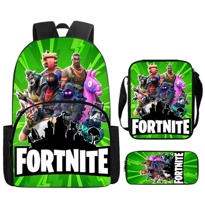 Fortnite 3Pcs Bag Set, Backpack with Front Pocket, Crossbody Bag and Pencil Case, Boys and Girls The Best Gift for Children