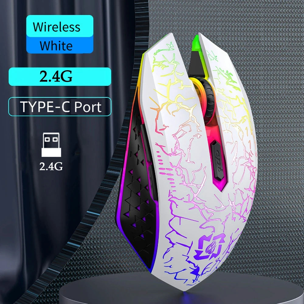 Mouse de gaming RGB 2.4G wireless, mouse Bluetooth 1600DPI, 6 butoane silențioase, mouse ergonomic dual-mode pentru birou, pentru MacBook și PC