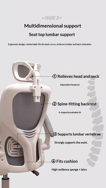 Ergonomic Office Chair Adjustable Lumbar Support Mesh High Back Swivel Computer Gaming Chair Reclining Armrest White Black