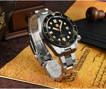 San Martin 44mm Men Diver Watch Vintage MM300 Gilt Dial Sport NH35 Automatic Mechanical Sapphire Waterproof 300M C3 Lume SN0087