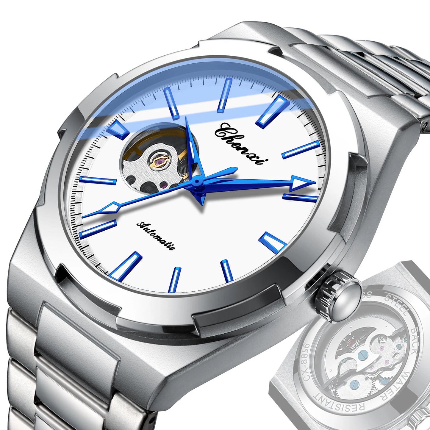 Men's Fully Automatic Mechanical New Trend Steel Strip Business Hollow Waterproof Male Fashion Wristwatches High End Gifts
