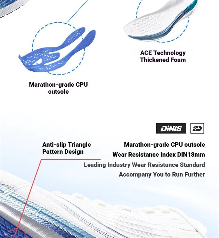 Xtep One Piece Modeling 5.0 Impact-Resistant Men's Lightweight Quick-Drying Marathon Running Sneakers 874219110036