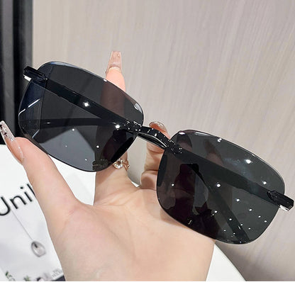 Vintage Sunglasses Rimless Cut Edge Sunglasses Fashion Designer Shades Luxury Brown Green Sunglasses UV400  for Men Women