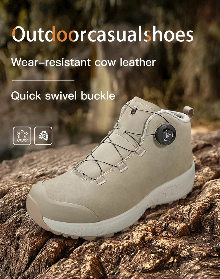 Pantofi din piele HUMTTO pentru bărbați, pentru iarnă, camping și activități în aer liber, pantofi sport pentru bărbați, bocanci de trekking respirabili, adidași antiderapanti pentru drumeții