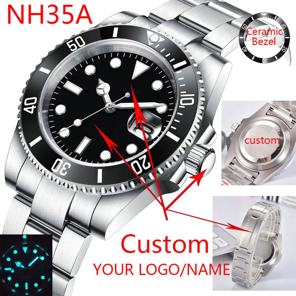 Corgeut 40mm  Luxury Business NH35 Men's automatic mechanical Diving Watch, ceramic bezel, sapphire crystal, 100m waterproof.