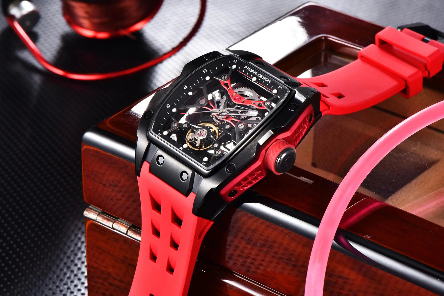 Novo Relógio de Pulso Masculino PAGANI DESIGN PDYS018 Automático Mecânico, Fashion Casual Skeleton, Safira e Aço Inoxidável