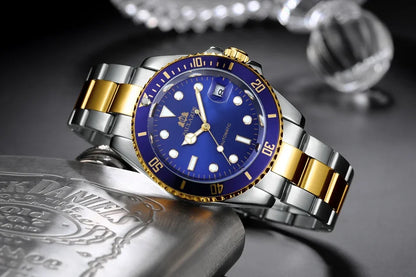 Automatic Men's Watch Mechanical Movement Stainless Steel Gold Silver Green Red Dial Date Strong Luminous Luxury Watches