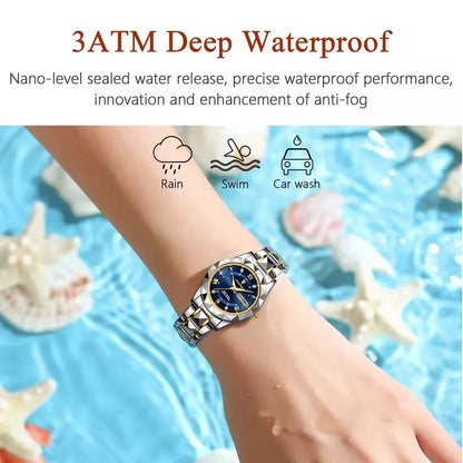 POEDAGAR Top Luxury Watches For Women Stainless Steel Week Date Woman Wristwatch Luminous Waterproof Fashion Quartz Ladies Watch