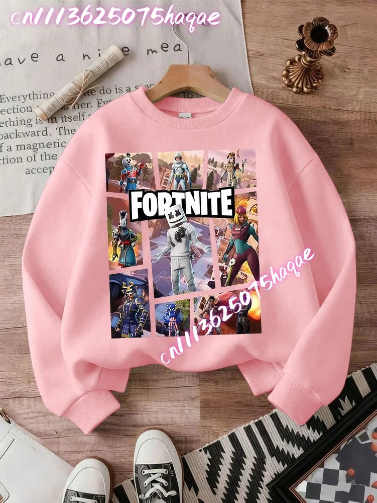 Fortnite Children Long-Sleeved Girls Streetwear Boys Baby Sweatshirt Pullover Sweatshirt Anime Fashion Kid Clothing Tops Gift