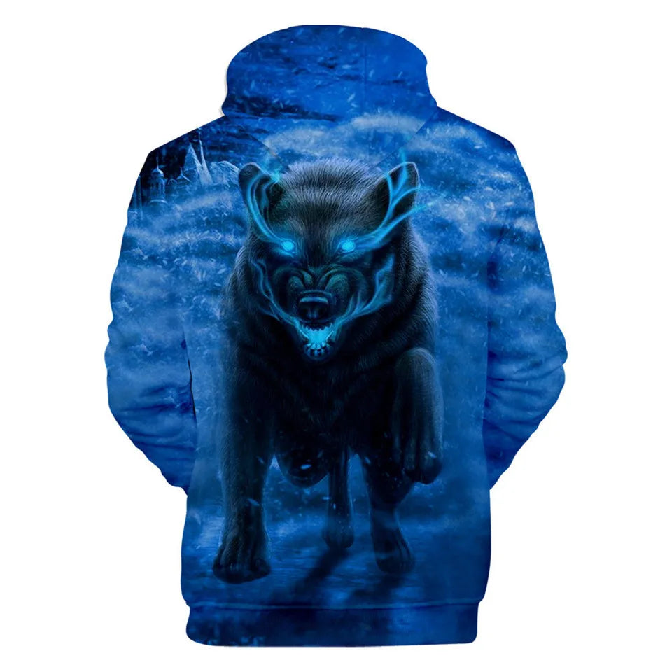 Cool Space Galaxy Wolf Hoodie Hoodies Men Bright Wolf Fashion Handsome Wolf Hoodies Spring Autumn Pullovers Sweatshirts Sweat