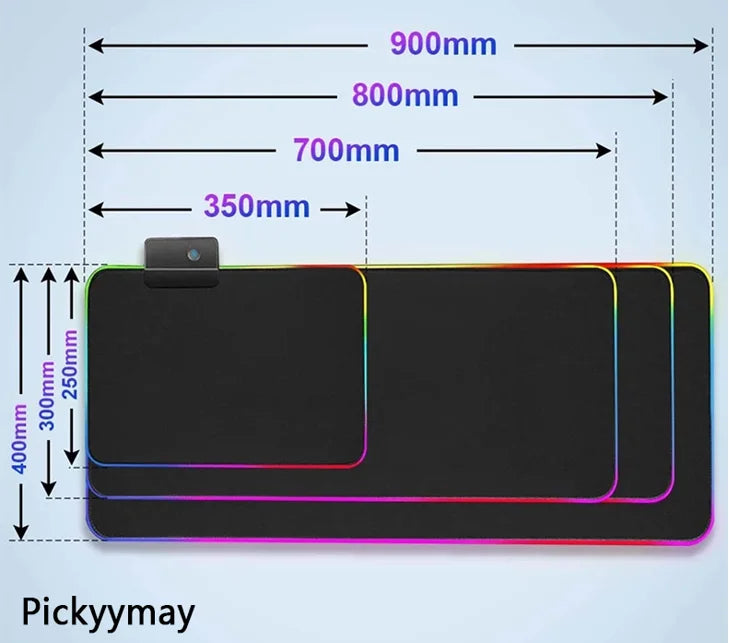 Velká RGB herní podložka pod myš, LED podložka pod myš pro hráče, podložka na stůl k PC, RGB podložka pod klávesnici XXL 90x40cm
