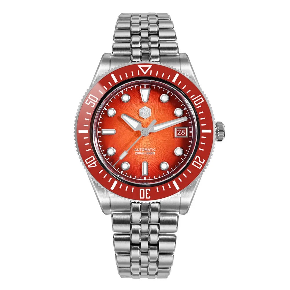San Martin 40mm Men's Luxury Diver Watch Miyota 9015 Enamel Sunburst Dial Automatic Mechanical Wristwatch Waterproof 200m SN0148