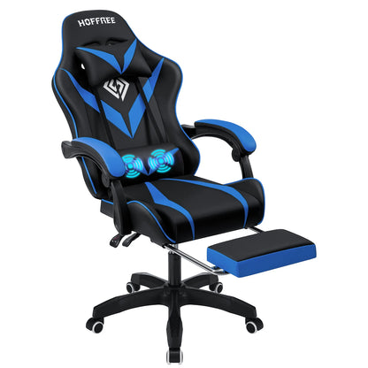 400Lbs Load Gaming Chair with Massage Ergonomic Computer Chair Footrest and Lumbar Support Reclining PC Chair Adjustable Armrest
