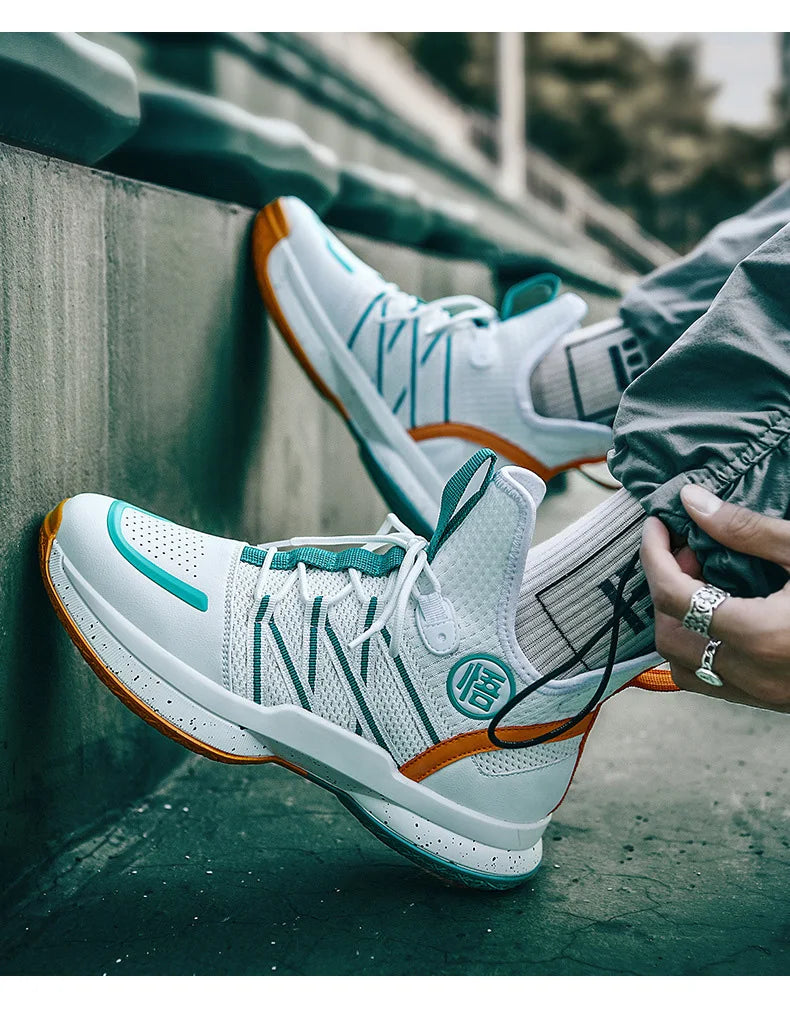 2024 New Dragon B Style Orange Men's Basketball Shoes Size 38-44 Air Cushioning Sport Sneakers Mesh Breathable Training Shoes