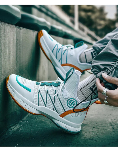 2024 New Dragon B Style Orange Men's Basketball Shoes Size 38-44 Air Cushioning Sport Sneakers Mesh Breathable Training Shoes