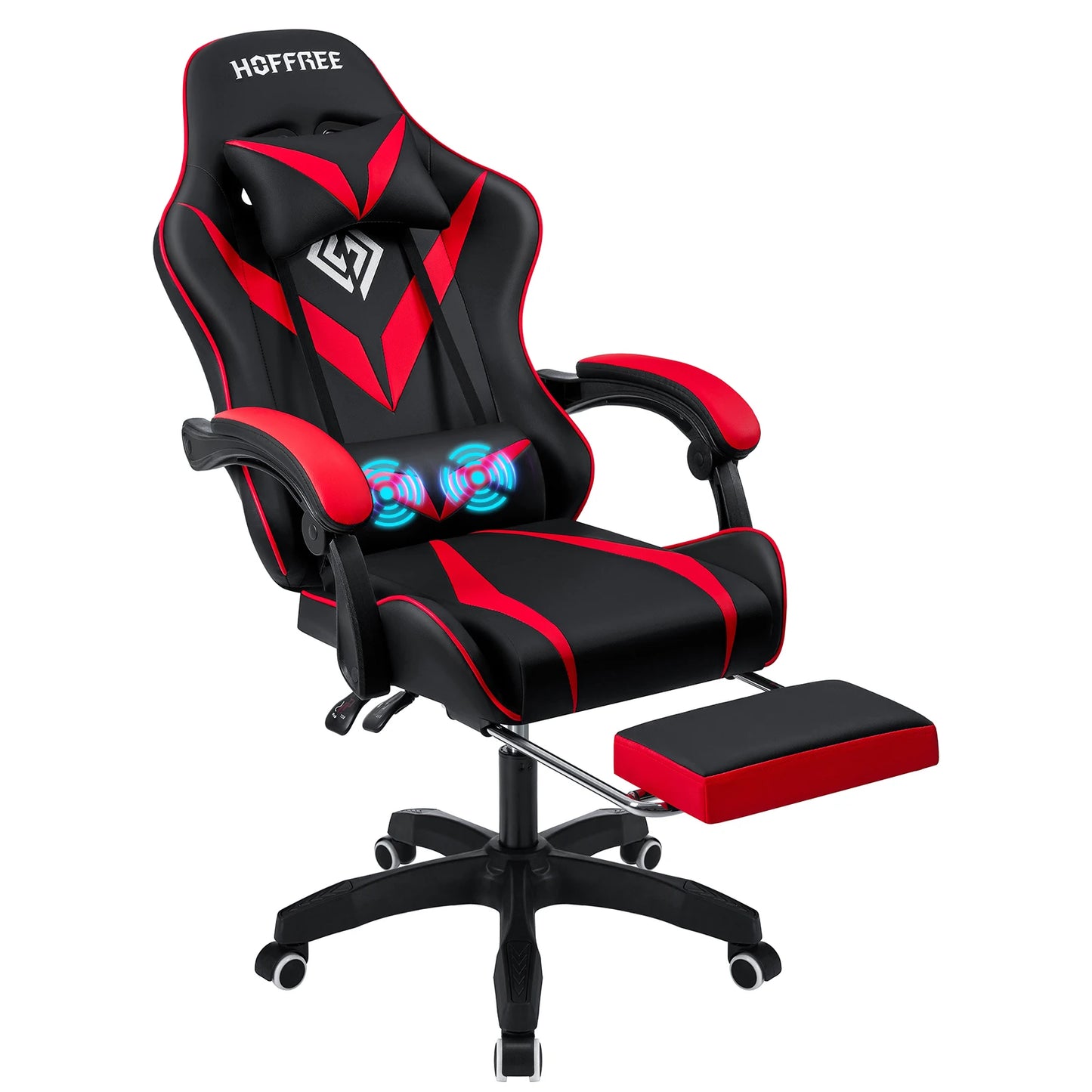 400Lbs Load Gaming Chair with Massage Ergonomic Computer Chair Footrest and Lumbar Support Reclining PC Chair Adjustable Armrest