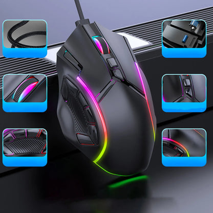 12800DPI Gaming Mouse RGB Wired 12800DPI 12 Keys Macro Definition Computer Replacement Accessories