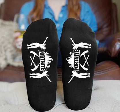 FORTNITE Sportsocken Sommer Schwarz Weiß Atmungsaktive Low-Cut-Socken No-Show Baumwolle Weiche Sport- und Freizeitsocken Kurz