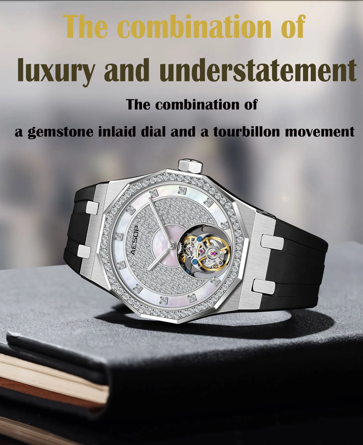 AESOP Echte Fliegende Tourbillon Mechanische Skeleton Uhr Für Mann Luxus Wasserdichte Armbanduhren Saphir Spiegel Gradienten new