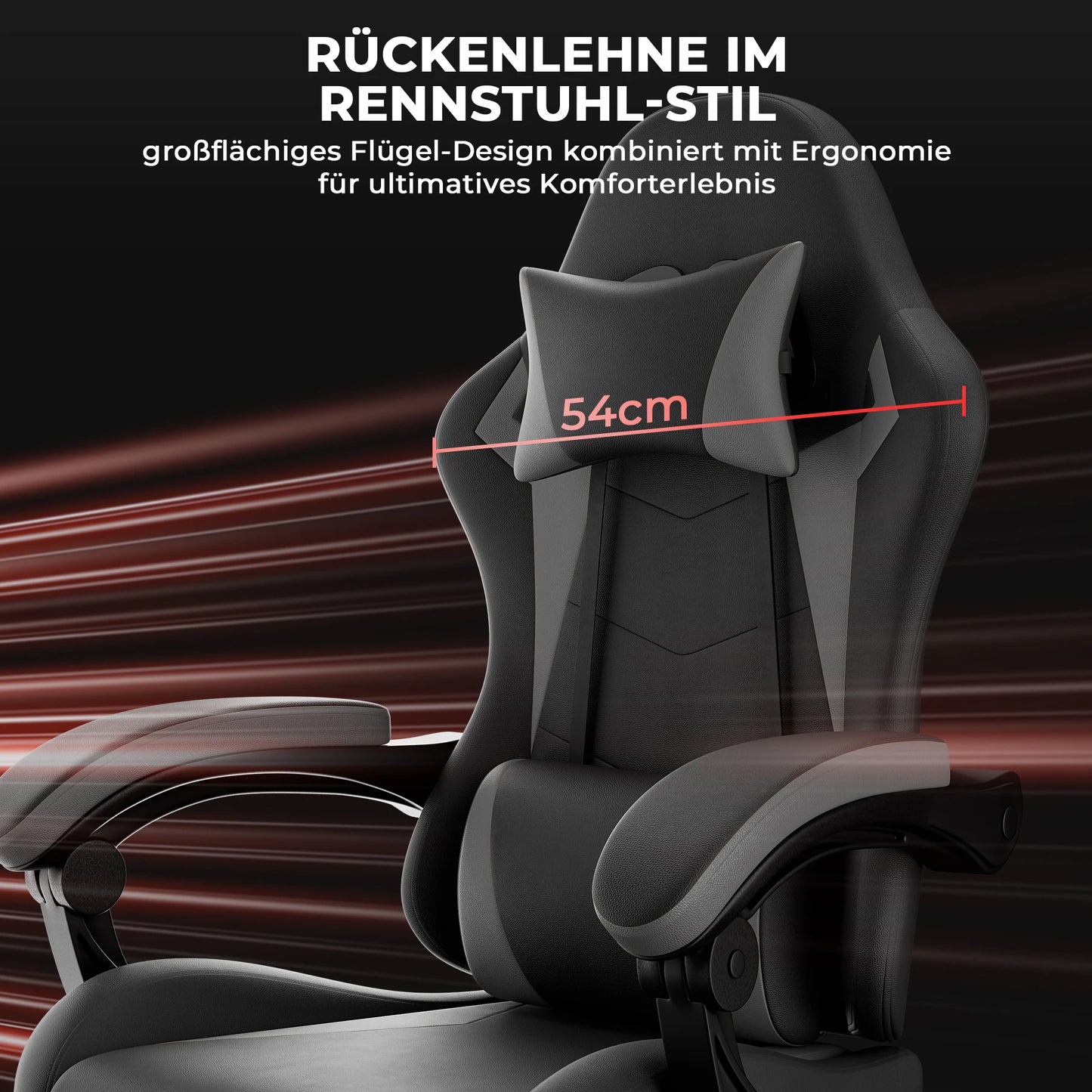 Ergonomic Gaming Chair with Lumbar Support and Headrest, Height-Adjustable Gaming Chair, PC Chair for Adults, Girls, and Boys
