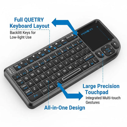 MRSVI Mini Bluetooth Keyboard A8 PLUS, Backlit 2.4GHz Wireless Keyboard with Touchpad for Android TV Box, Mac, Laptop, Windows