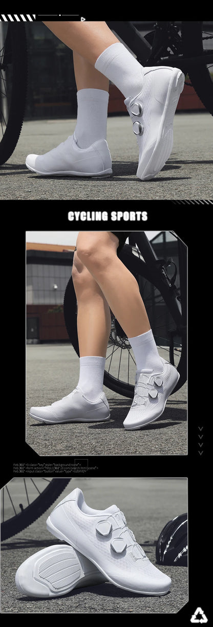 Zapatillas de ciclismo de velocidad para hombre, zapatillas de ciclismo de carretera, zapatillas con calas, zapatillas SPD, zapatillas de ciclismo para pedales planos, calzado de ciclismo para hombre, calzado para actividades al aire libre, color blanco