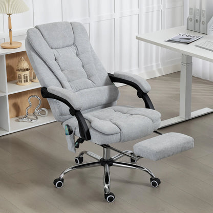 Massage- und beheizter Bürostuhl, Bürostuhl, höhenverstellbar, verstellbare Rückenlehne, 65x70x111-119cm, grau