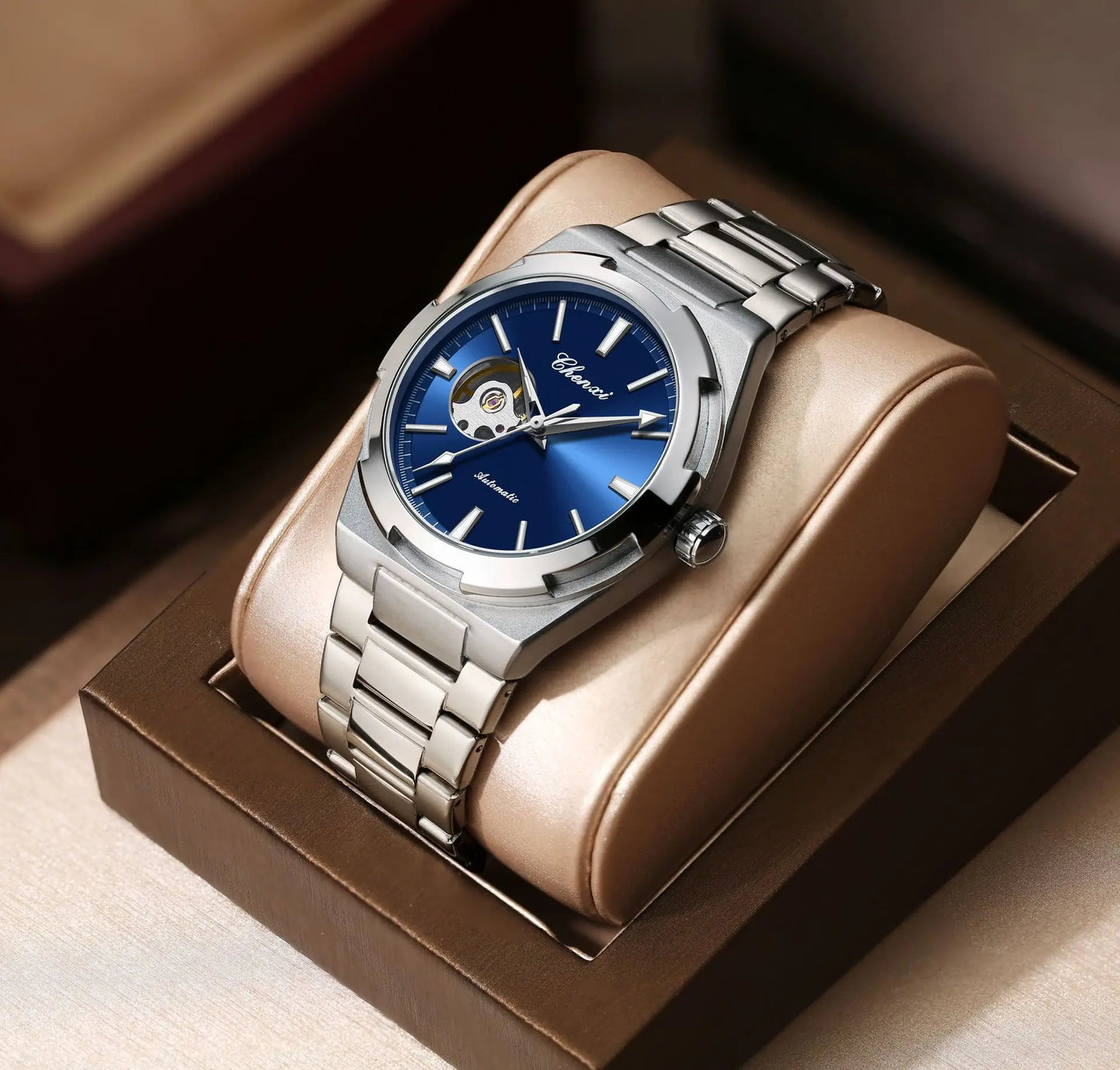 Men's Fully Automatic Mechanical New Trend Steel Strip Business Hollow Waterproof Male Fashion Wristwatches High End Gifts