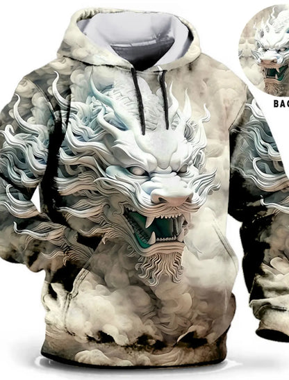 Chinese New Year Dragon Hoodie Mens Graphic Animal Prints Daily Classic Casual 3D Pullover Streetwear Hoodies Long Sleeve Hooded