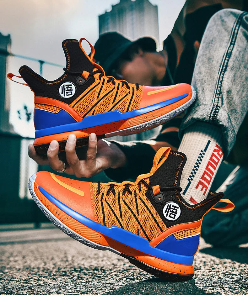 2024 New Dragon B Style Orange Men's Basketball Shoes Size 38-44 Air Cushioning Sport Sneakers Mesh Breathable Training Shoes