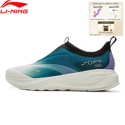 Li-Ning Men's SOFT GO 2 Walking Shoes COMFOAM Slip-On Soft Thick Heel Li-Ning Comfortable Wearable Sports Casual Shoes AGLV005