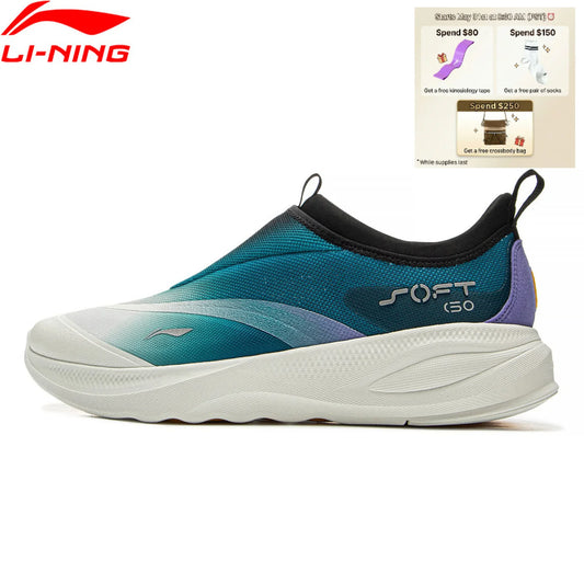 Li-Ning Men's SOFT GO 2 Walking Shoes COMFOAM Slip-On Soft Thick Heel Li-Ning Comfortable Wearable Sports Casual Shoes AGLV005