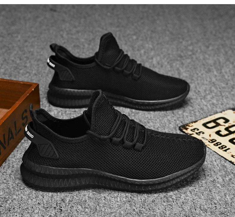 Antislip casual herensneakers, ademend, voor buiten, joggen, training, wandelen, sport, hardlopen, outdoor, geweven, gebreid, veterschoenen