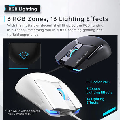 Machenike M7Pro kabelgebundene Gaming-Maus USB Instant A825 12800DPI 1000Hz 7 Tasten 65g RGB für Laptop und PC – Gamer-Maus