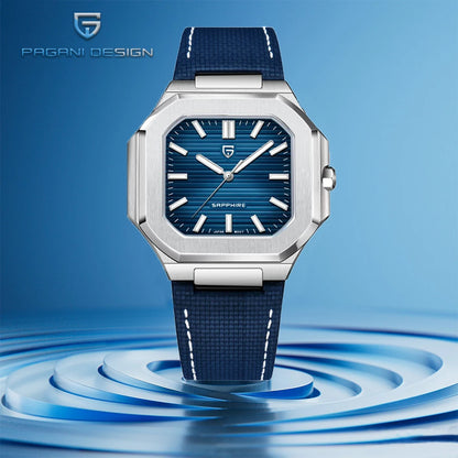 Nuovo orologio di lusso quadrato PAGANI DESIGN 2026 da uomo al quarzo, vetro zaffiro AR, movimento giapponese, luminoso, in acciaio 316L all steel