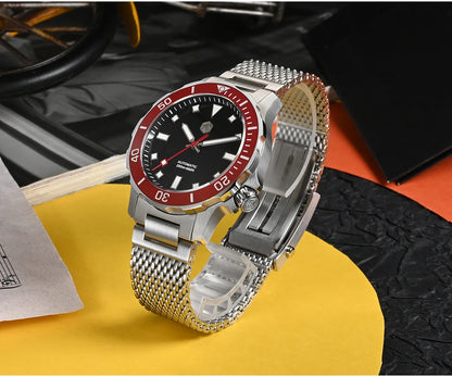 San Martin Original Design Diver 39.5mm V2 Men Watch NH35 Automatic Mechanical Watch Milanese Bracelet Waterproof 200m Luminous