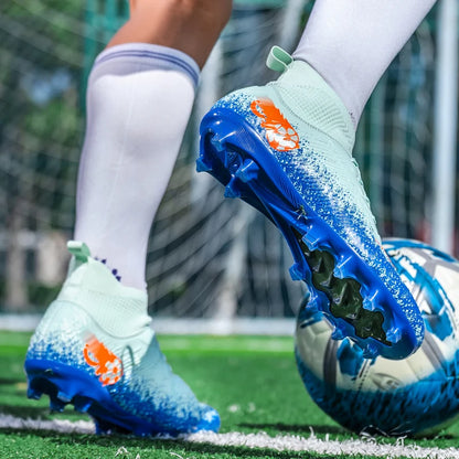 Uomo Donna Scarpe da calcio alte Antiscivolo Sneakers da calcio Traspiranti Scarpe da allenamento per futsal Scarpe da calcio da esterno su erba con tacchetti alla caviglia