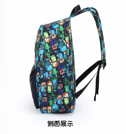 In Stock Minecraft Backpack Graffiti Print Lightweight School Backpack Casual Daily Travel Bag For Male Young Men Outdoor Use