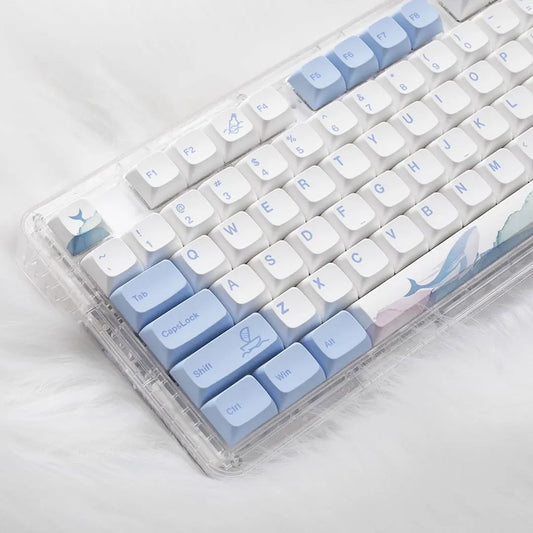 133 Keys XDA Profile Keycap Ocean Whale Theme PBT Keycaps For MX Switch Mechanical Keyboard Dye Sublimation Blue White Key Caps