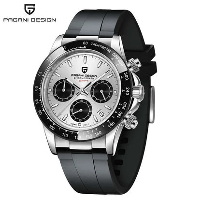 PAGANI DESIGN V2 40MM Herrenuhr mit Meteorit-Zifferblatt, Quarzwerk, Saphirglas, Retro-Chronograph, wasserdichte Uhr für Herren