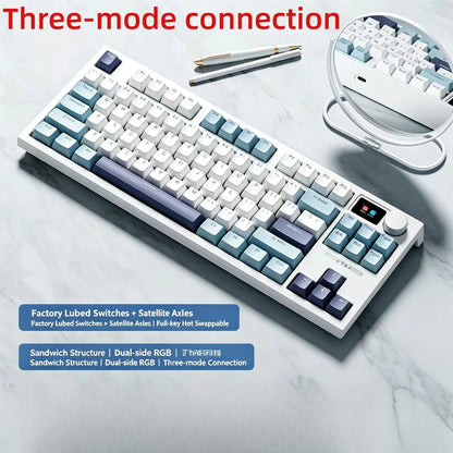 The New Hot-Selling EPOMAKER x AULA F75 75% ANSI Hot-Swappable Washer Bluetooth 5.0/2.4G Wireless/wired Mechanical Keyboard PBT
