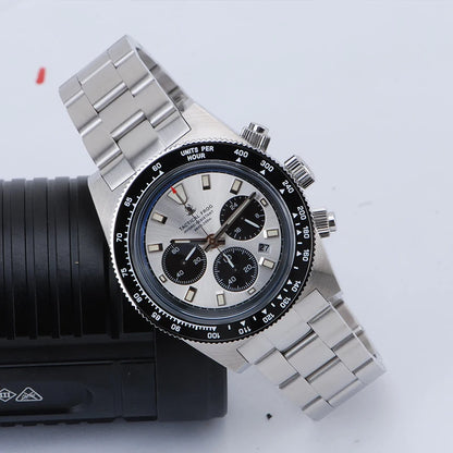 Tactical Frog 41mm Men's Chronograph Watch VS75 Solar Quartz Movement Waterproof Sapphire Green C3 Luminous Quartz Wristwatch
