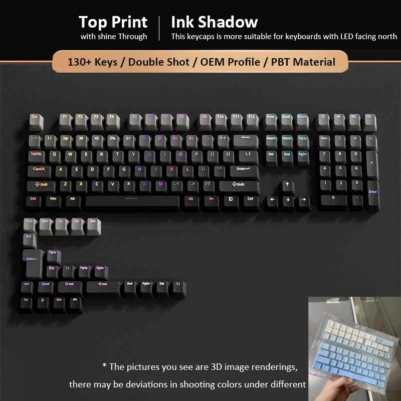 133+ Keys OEM Profile Gradient Keycaps For Cherry MX Switch Mechanical Gamer Keyboard PBT backlit RGB Keycap ISO Layout Key caps