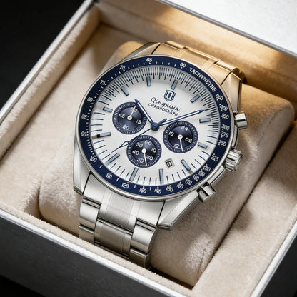 Luxury Brand Men Quartz Watch Waterproof Luminous Stainless Steel Men's Watches 24 Hours Chronograph Date Business Watch For Man