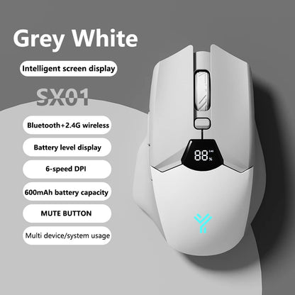 Bezdrôtová herná myš Warvank SX01 so smart displejom, 6-stupňovým nastavením DPI, 600mAh nabíjateľná tichá kancelárska Bluetooth myš