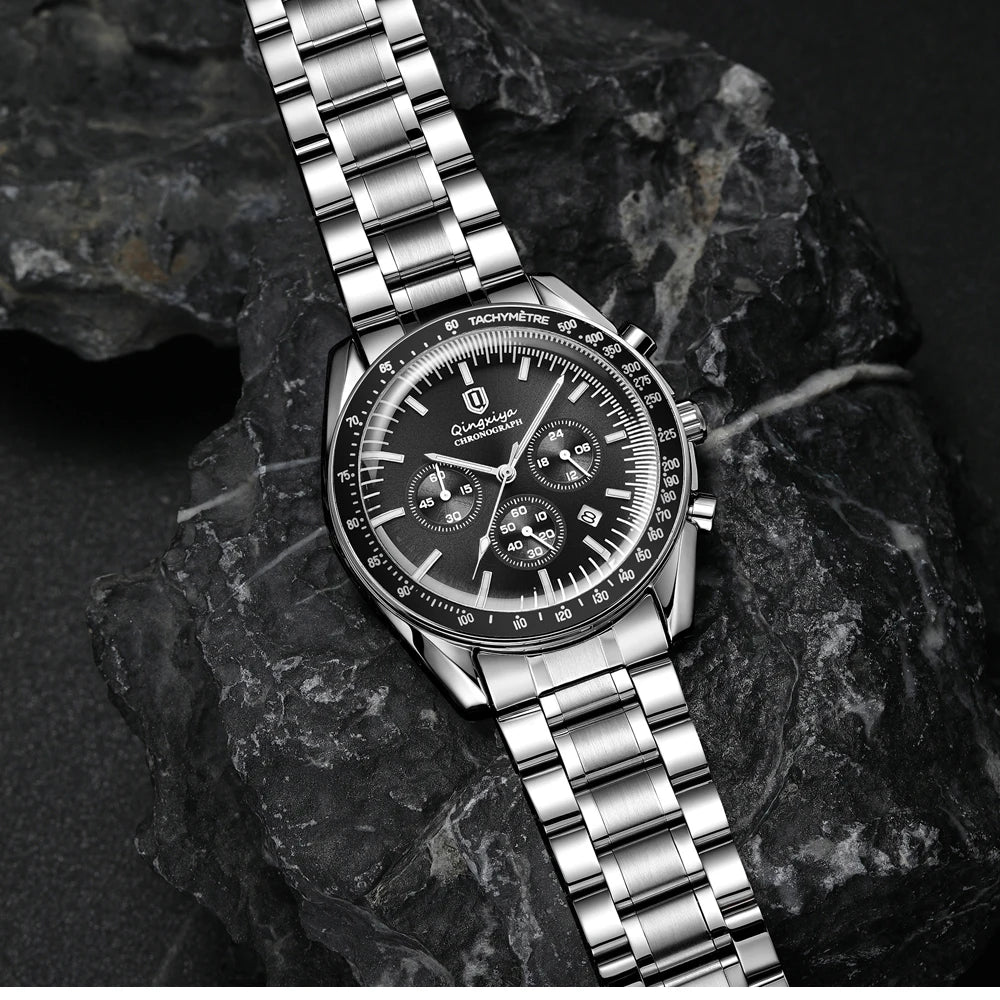 Luxury Brand Men Quartz Watch Waterproof Luminous Stainless Steel Men's Watches 24 Hours Chronograph Date Business Watch For Man