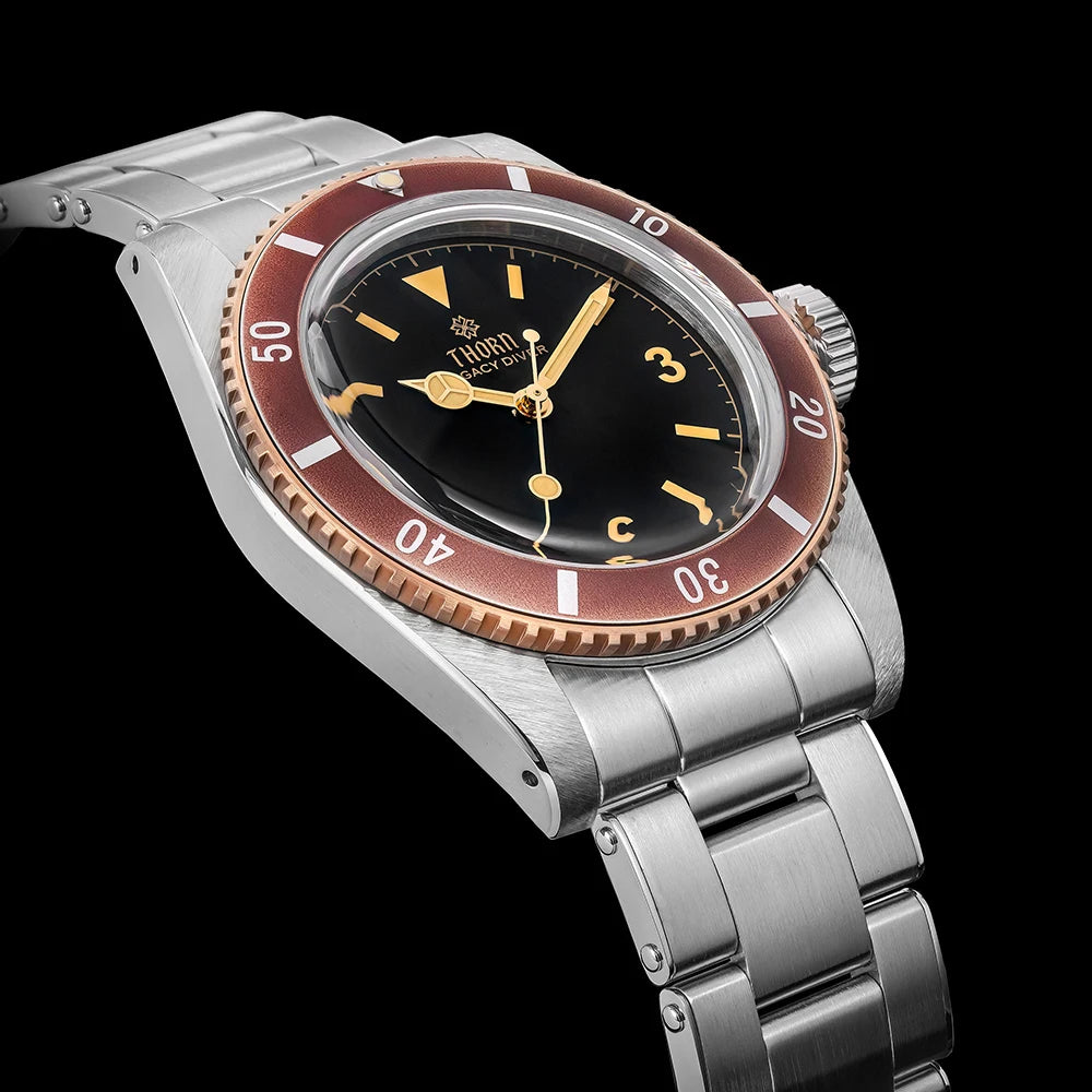 Thorn T028 Bronze Dive Watch PT5000 Automatic Movement Mechanical Watches Aluminum Bezel Sapphire 37mm Men Wristwatch